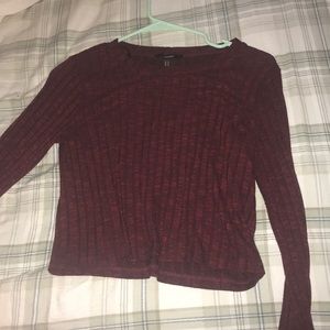 forever 21 dark red cropped sweater